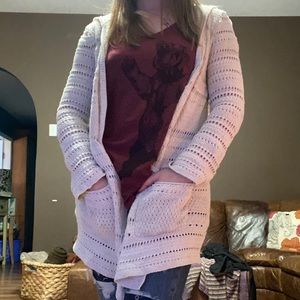 Lucky Brand White Hooded Cardigan